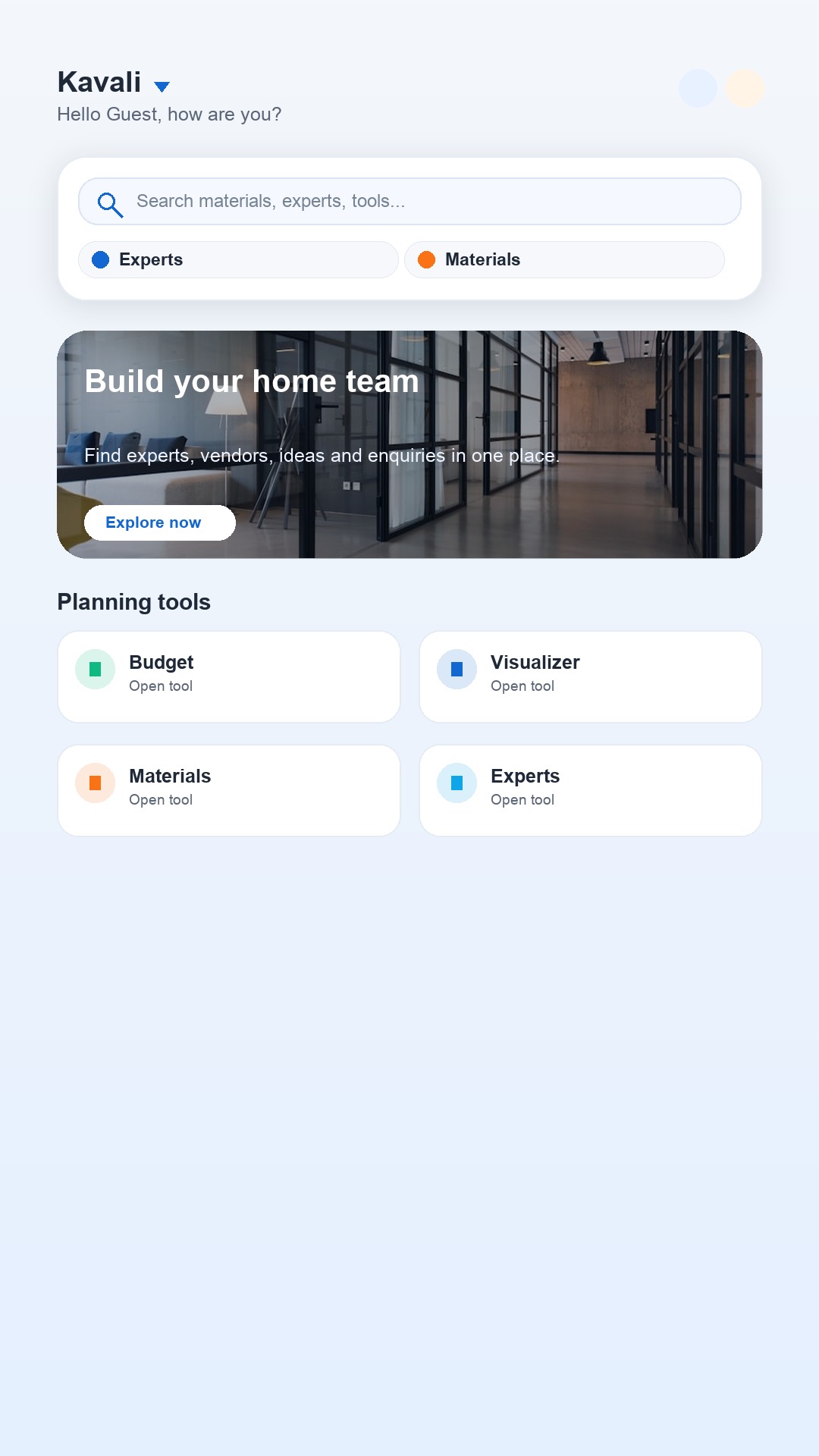 MyNirman mobile home screen